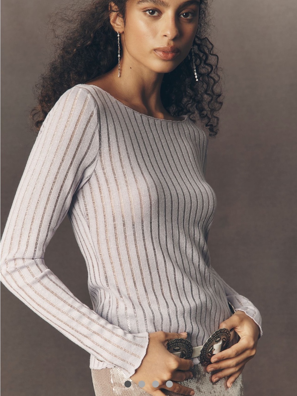 Anthropologie NWT Sz S  Lilac w/silver sparkle sheer layering top; Top reviews!
